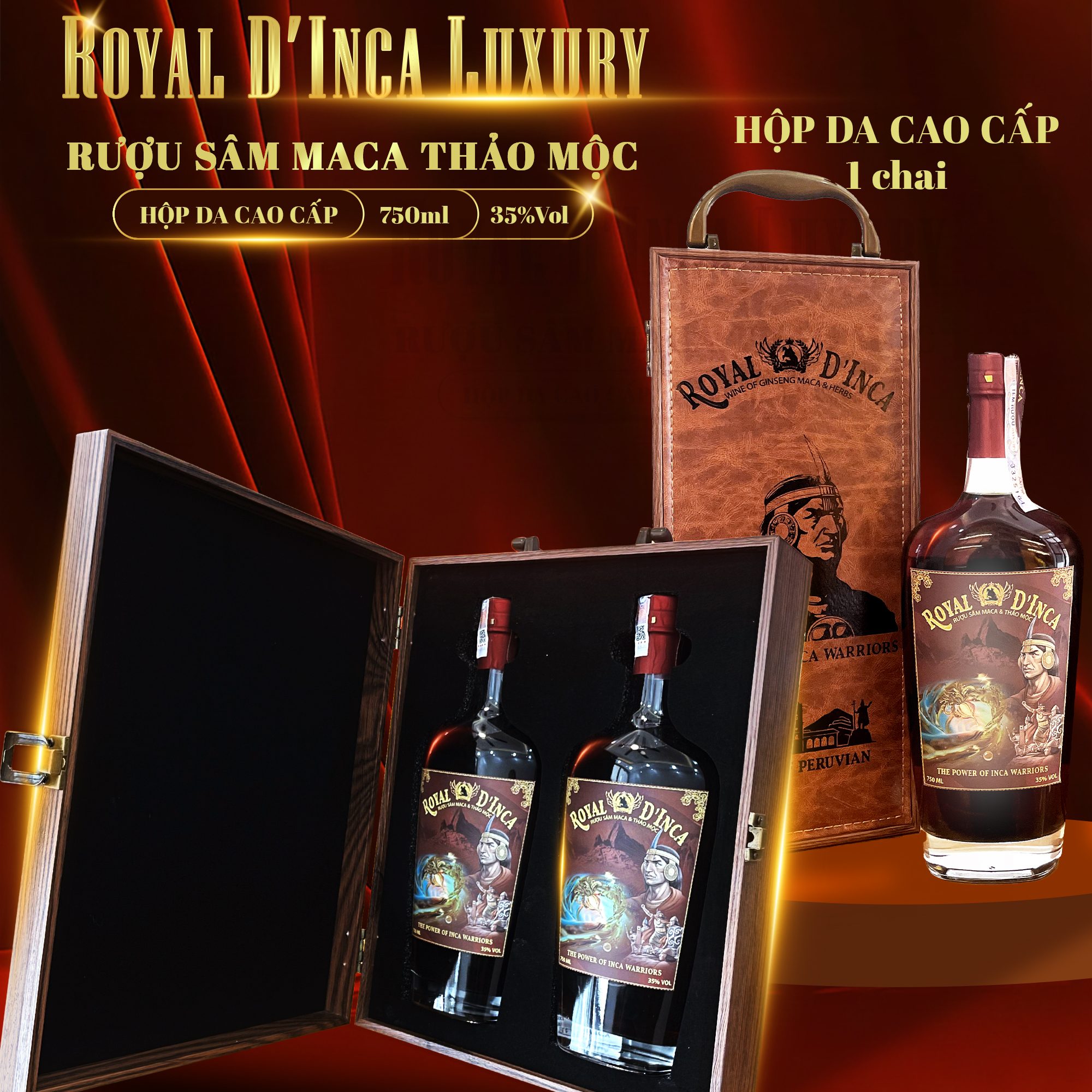 RƯỢU SÂM MACA & THẢO MỘC ROYAL D’INCA LUXURY LABEL 35% VOL